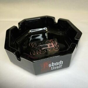 Vintage Asbach Uralt German Ceramic Cigarette Ashtray Black Brandy Liquor